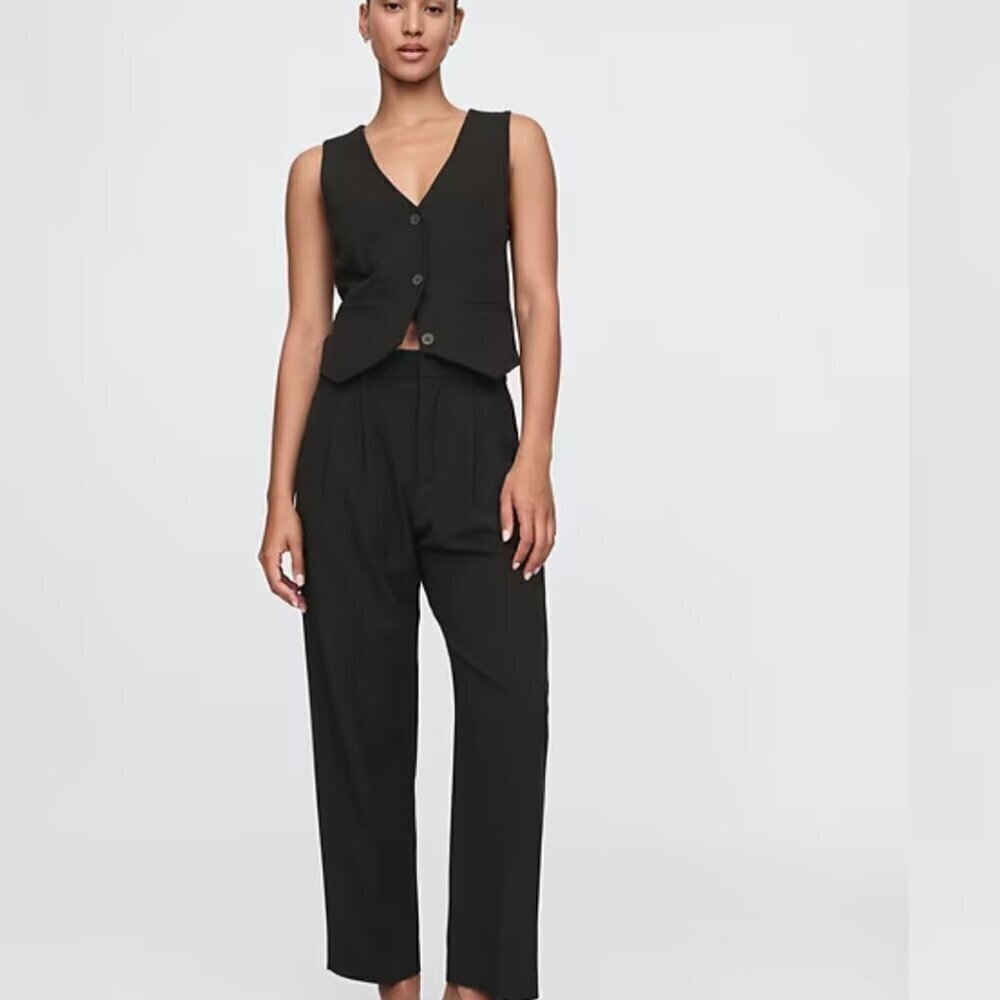 GAP 10 Tall Black Pleated Khaki Pant